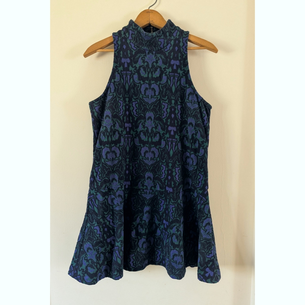 Free People Sleeveless Amelia Mini Jacquard Paisley Mock Neck Dress Size S
